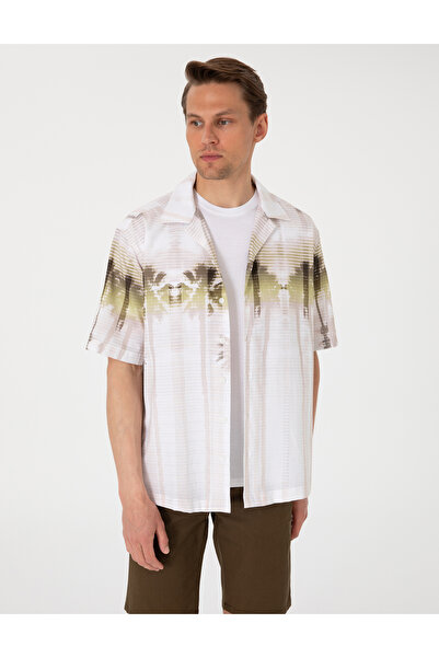 Pierre Cardin Khaki Oversize Short Sleeve Shirt 50304517-Vr027