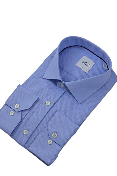 KAMER Чоловіча класична сорочка з довгими рукавами та стільниковою фактурою 3718 BGL-ST04397