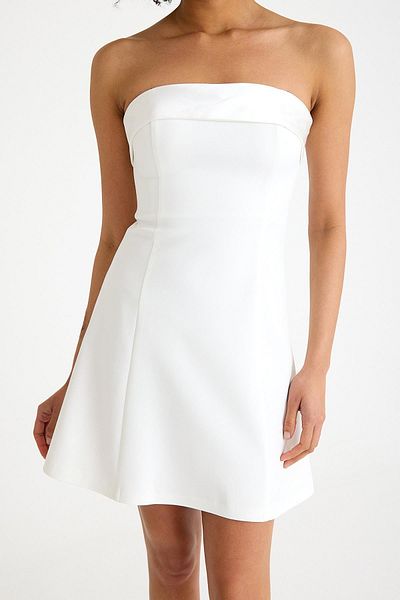 SpringStore Rochie de seară scurtă fără bretele Ecru