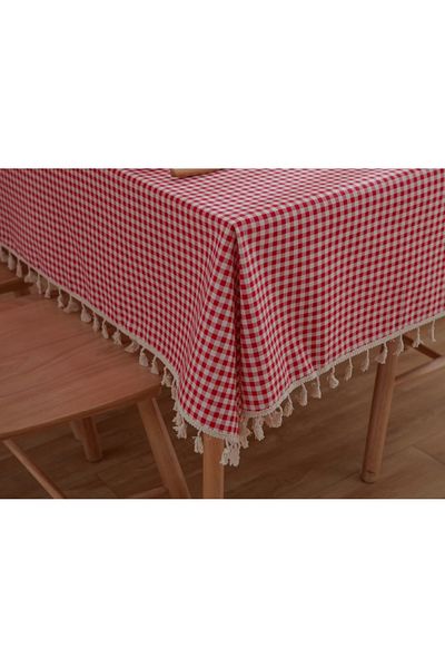 ZADA HOME Picnic Square Pattern Gingham Table Cloth, Picnic Mat, Fringed Picnic