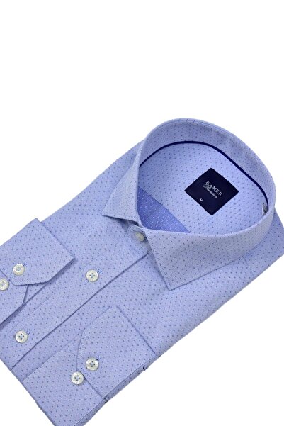 KAMER Чоловіча класична сорочка з довгими рукавами та армурою 3683 BGL-ST04393