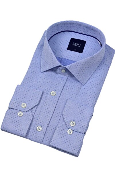 KAMER Чоловіча класична сорочка з довгими рукавами та армурою 3683 BGL-ST04393