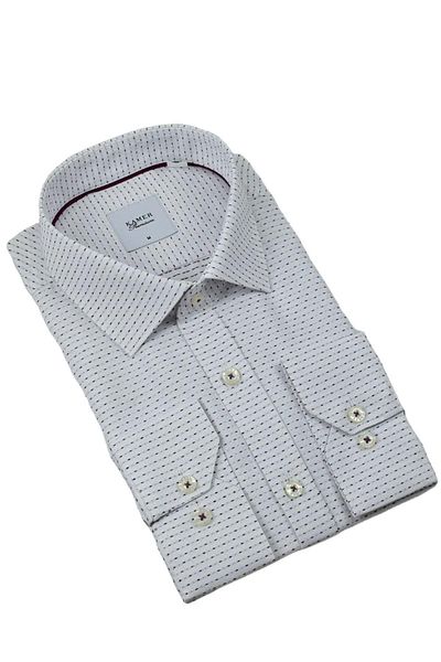 KAMER Men's Classic Polka Dot Long Sleeve Shirt 3706 Bgl-St04395