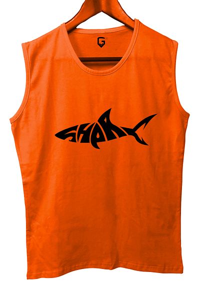 TOP GLORY Shark Printed Sleeveless Athlete T-Shirt Tank Top Athlete Fitness Tank Top