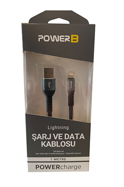 POWER B PowerB PWB101 Lightning Şarj ve Data Kablosu, 1 metre, Siyah, Bakır Tel