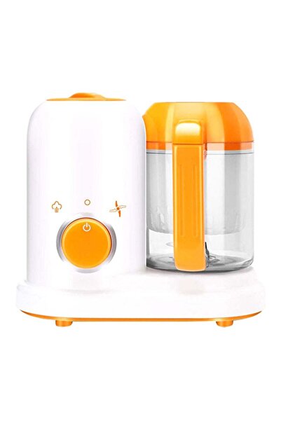 Generic خلاط بخار طعام الأطفال المقاوم للكسر والخالي من الرصاص والفثالات، برتقالي/أبيض