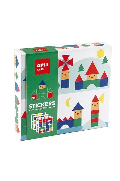 Apli Kids Joc educativ cu stickere, in cutie, Orase si sate si forme geometrice, Apli, +3 ani