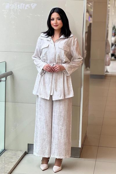 Ghisa طقم بنطلون بغطاء للجيب برباط على الخصر