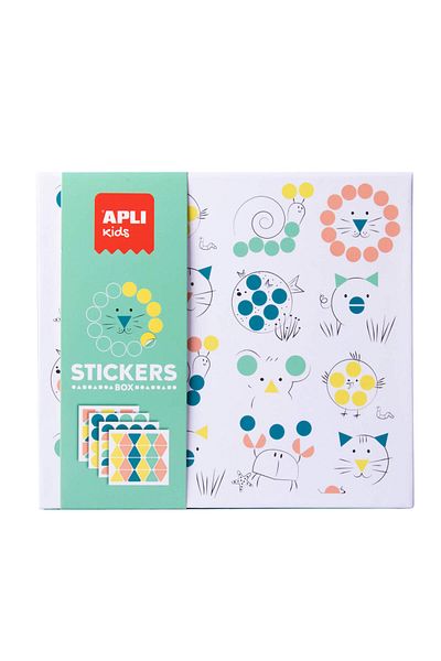 Apli Kids Joc educativ cu stickere, in cutie, Animale si forme geometrice, Apli, +3 ani