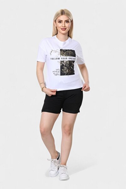 NEWCO М'який трикотажний комплект з кишенями на колінах, футболка та шорти з принтом