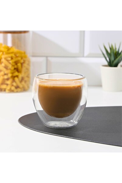 OEM Double-walled coffee cup, 150ml, made of glass, transparent, compact and ergonomic