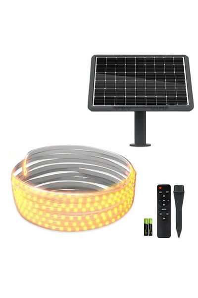 CLASSLIGHTS Kit bandă LED alb cald, 5 metri, panou solar monocristalin, 50w, IP65