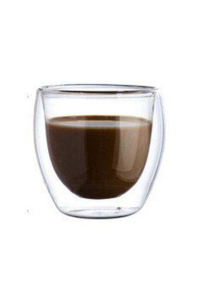 OEM Pahar pentru cafea, cu pereti dubli, 150ml, din sticla, transparent, compact si ergonomic