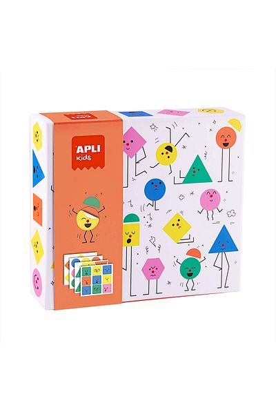 Apli Kids Joc educativ cu stickere, in cutie, Emotii si forme geometrice, Apli, +3 ani