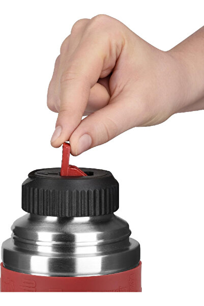 emsa Senator 1L Insulated Bottle with Red Sleeve – Travel Thermos Flask for Hot Water & Camping