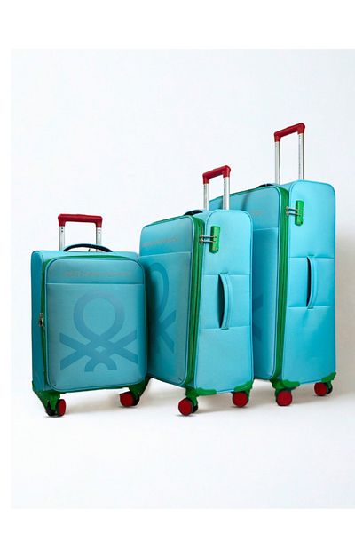 United Colors of Benetton BNTE-50 Set of 3 Luggage with TSA Lock|20/24/28 Inch-LIGHT BLUE