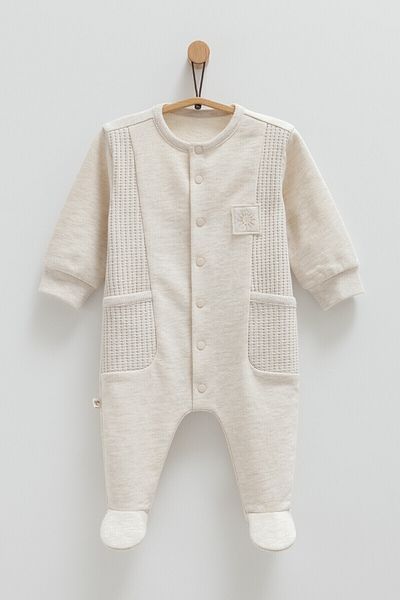 Caramell 2025 New Season Baby Boy Romper - 100% Cotton, 1-3 and 3-6 Months with Booties (6-9 and 9-12 Months Without Booties)
