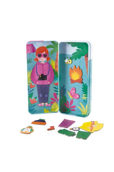 Apli Kids Joc magnetic pentru calatorie, Trusa metal, Mix and Match figurine umane in excursie, 35 piese,+3ani