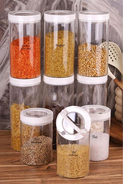 Atbyhome Lengo 9-Pack 1200-1600-2000 ml Sealed Vacuum Borosilicate Glass Food Storage Jar
