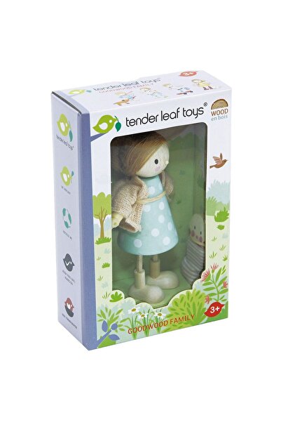 Tender Leaf Toys Figurina Doamna Goodwood cu bebelus in marsupiu, din lemn pr...