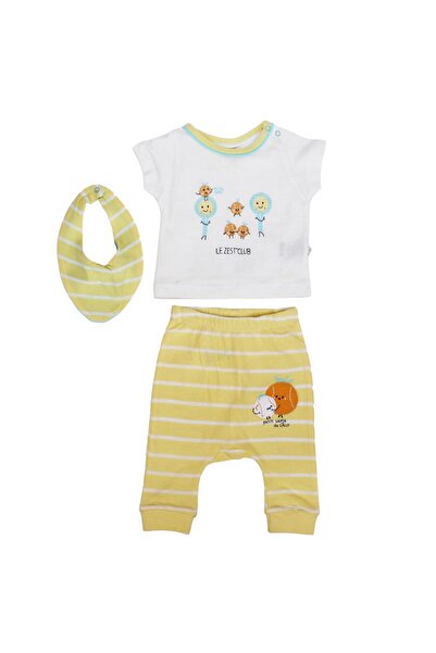 bebegen طقم نادي تنس مخطط باللونين الأصفر والأبيض مكون من 3 قطع للأطفال الأولاد