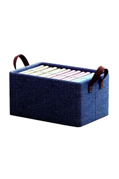 Flippy Basket Storage Box, Foldable Textile, 47x28x20 Cm Metal Frame, With Handles, Blue