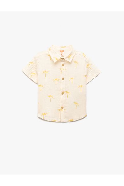 Koton Palm Printed Short Sleeve Cotton Shirt