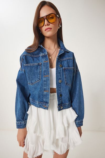 Lovelyİstanbul Jachetă de blugi cu buzunare DARK BLUE LDF0001