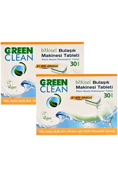Green Clean Bitkisel Bulaşık Makinesi Tableti 5'i Bir Arada 30 Adet / 480gr