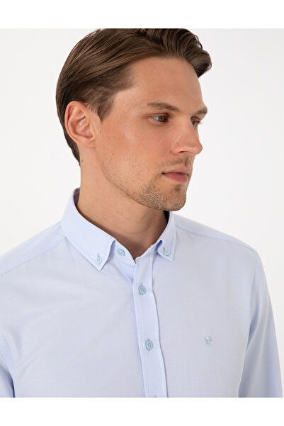 Pierre Cardin Açık Mavi Oxford Slim Fit Kolay Ütülenebilir Gömlek 50306996-VR003