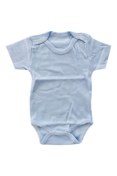 bebegen Baby Boy Blue Short Sleeve Bodysuit with Snap Fasteners