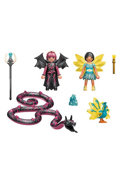 Playmobil Adventures of Ayuma - Crystal Fairy and Bat Fairy with the soul animal