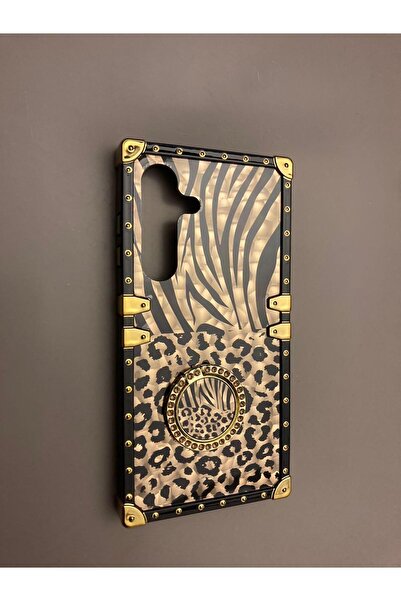 Newon Samsung Galaxy S24/25 Leopard Patterned Gold Golden Plated Frame Cover ...