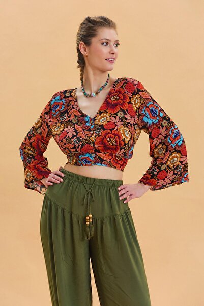 Los banditos Блуза з довгими рукавами та збірками на спині