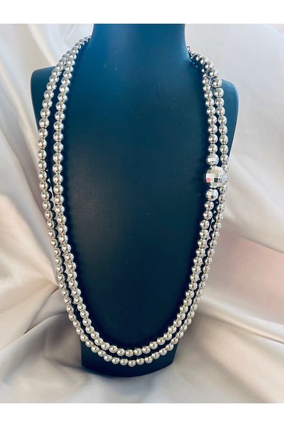 COCOSH TAKI Silver Color Stone Multi-Wound Long Gift Special Design Necklace