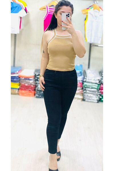 Butik Zeyoo Collection Γυναικείο γιακά με κορδέλα με λεπτομέρεια λουράκι Crop