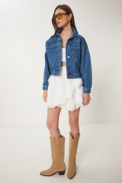 Lovelyİstanbul Jachetă de blugi cu buzunare DARK BLUE LDF0001