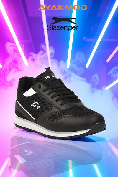 Slazenger Black White Mesh Lightweight Breathable Men's Sports Shoes Invicible m