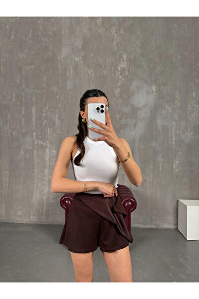 Gaus Kahve Etekli Beli Lastikli Modal Şort Gaus00245