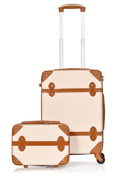 MORANO Morano Classic Vintage Design Luggage with Safety Lock and Spinner Wheels, Airplane Size and Handbag