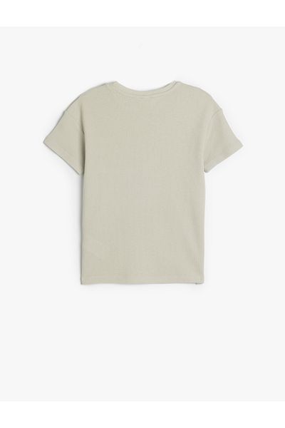 Koton Oversize Basic T-Shirt Short Sleeve Crew Neck Textured Pocket Detailed Cotton
