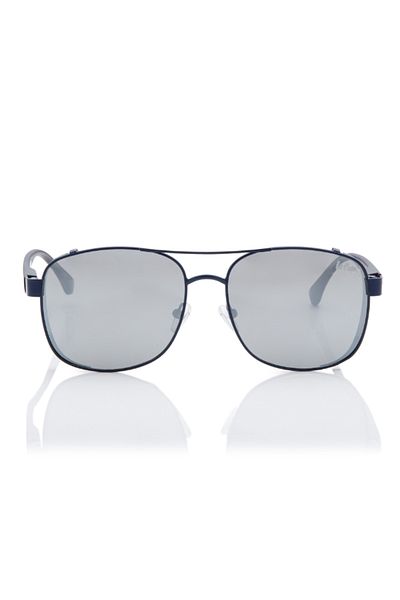 Lee Cooper Polarized Sunglasses Matte Dark Blue Frame Silver Mirror Mirror Lens 59mm - LC1209C03