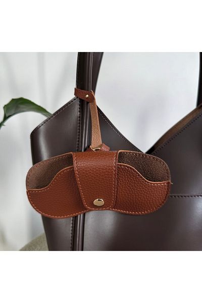 Disi Brown Eyeglass Case Attachable to Bag Strap - Functional and Stylish Accessory