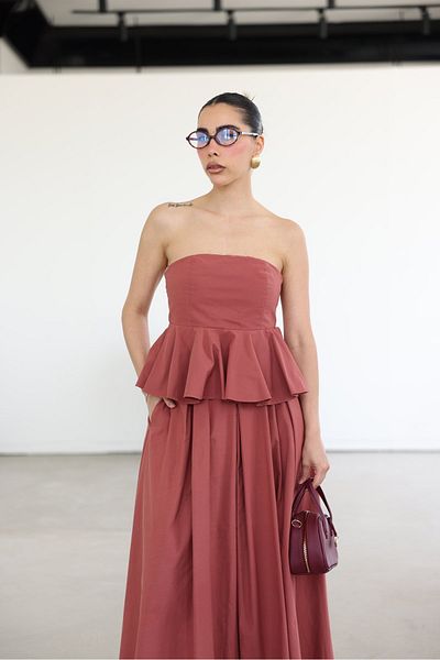 Özge Özgenç Strapless Bustier with Gimped Back