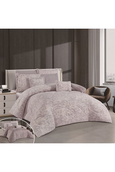 HOURS Horse Fur and Velvet Winter Double-Sided Comforter Set with Durable and Soft Fabric and Heavy Filling, 8 Pieces, King Size
