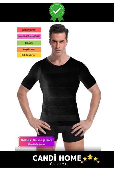 HOBİ CONDİ Trend Model Special Series Upright Posture Gynecomastia Tightening Belly Firming Short Sleeve Corset Athlete