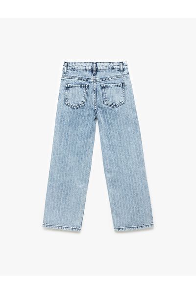 Koton Pantaloni din denim cu sclipici, cu dungi late, cu buzunare din bumbac