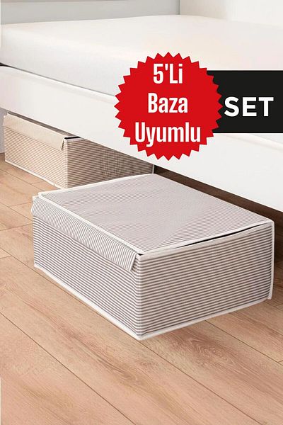 Helen's Home 5 Pieces under Base Box Storage Box Clothes Pillow Storage Organizer Storage Box 50X40X19 with Lid