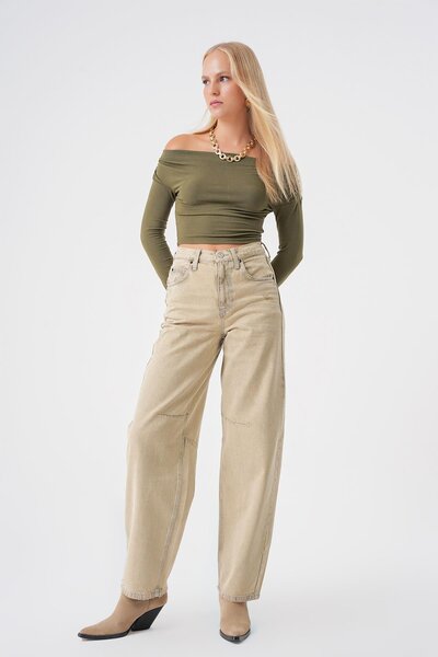 BPF Siyah Ayarlanabilir Tokalı Yüksek Bel Baggy Salaş Skater Jean