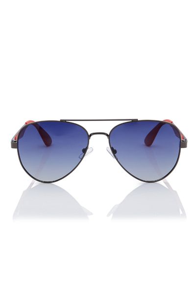 Lee Cooper Polarized Sunglasses Gradient Blue Frame Grey Mirror Lens 47mm - LC1220C02